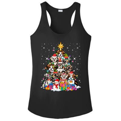 Shih Tzu Dog Tree Christmas Funny Xmas Pet Dog Lover Gift Ladies PosiCharge Competitor Racerback Tank