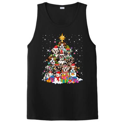 Shih Tzu Dog Tree Christmas Funny Xmas Pet Dog Lover Gift PosiCharge Competitor Tank