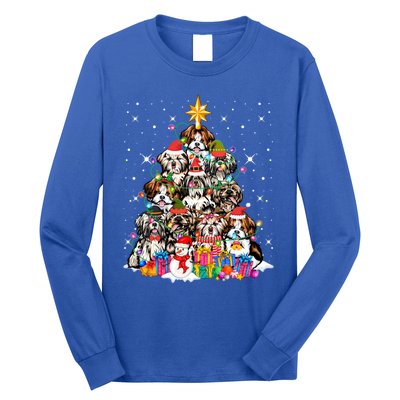 Shih Tzu Dog Tree Christmas Funny Xmas Pet Dog Lover Gift Long Sleeve Shirt