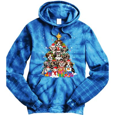 Shih Tzu Dog Tree Christmas Funny Xmas Pet Dog Lover Gift Tie Dye Hoodie