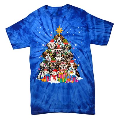 Shih Tzu Dog Tree Christmas Funny Xmas Pet Dog Lover Gift Tie-Dye T-Shirt