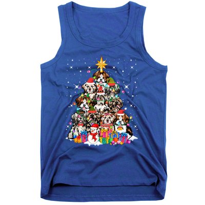 Shih Tzu Dog Tree Christmas Funny Xmas Pet Dog Lover Gift Tank Top