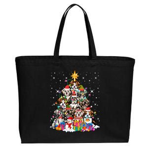 Shih Tzu Dog Tree Christmas Funny Xmas Pet Dog Lover Gift Cotton Canvas Jumbo Tote