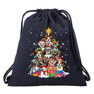 Shih Tzu Dog Tree Christmas Funny Xmas Pet Dog Lover Gift Drawstring Bag