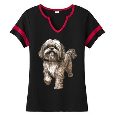 Shih Tzu Dog Animal Face Graphic For Men Women Girl Ladies Halftime Notch Neck Tee