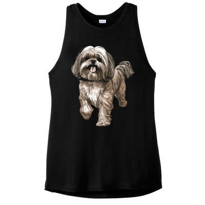 Shih Tzu Dog Animal Face Graphic For Men Women Girl Ladies PosiCharge Tri-Blend Wicking Tank