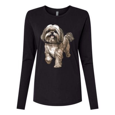 Shih Tzu Dog Animal Face Graphic For Men Women Girl Womens Cotton Relaxed Long Sleeve T-Shirt