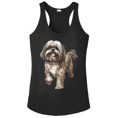 Shih Tzu Dog Animal Face Graphic For Men Women Girl Ladies PosiCharge Competitor Racerback Tank