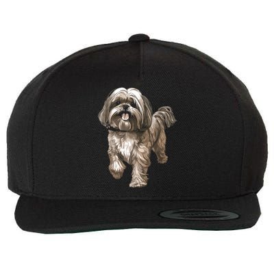 Shih Tzu Dog Animal Face Graphic For Men Women Girl Wool Snapback Cap