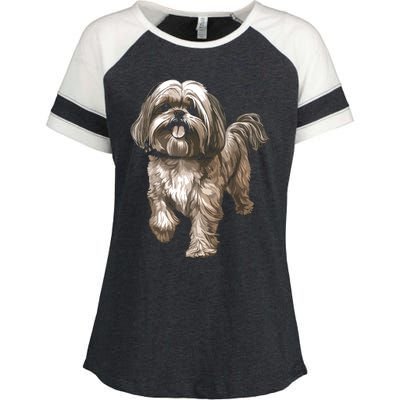 Shih Tzu Dog Animal Face Graphic For Men Women Girl Enza Ladies Jersey Colorblock Tee