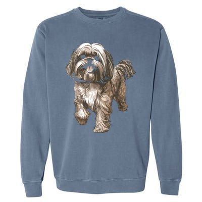 Shih Tzu Dog Animal Face Graphic For Men Women Girl Garment-Dyed Sweatshirt