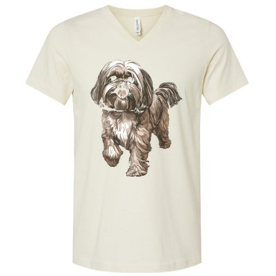 Shih Tzu Dog Animal Face Graphic For Men Women Girl V-Neck T-Shirt