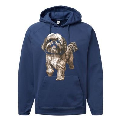 Shih Tzu Dog Animal Face Graphic For Men Women Girl Performance Fleece Hoodie