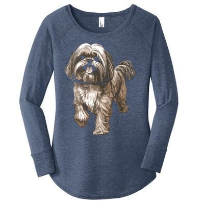 Shih Tzu Dog Animal Face Graphic For Men Women Girl Women's Perfect Tri Tunic Long Sleeve Shirt