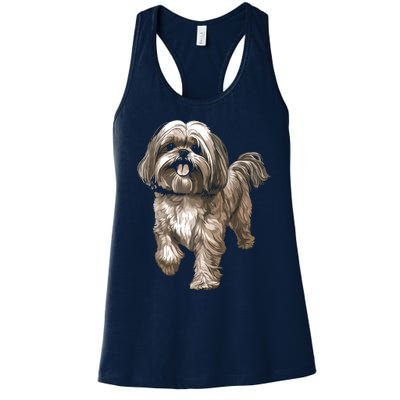 Shih Tzu Dog Animal Face Graphic For Men Women Girl Women's Racerback Tank