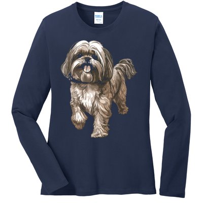 Shih Tzu Dog Animal Face Graphic For Men Women Girl Ladies Long Sleeve Shirt