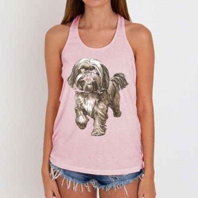 Shih Tzu Dog Animal Face Graphic For Men Women Girl Women's Knotted Racerback Tank