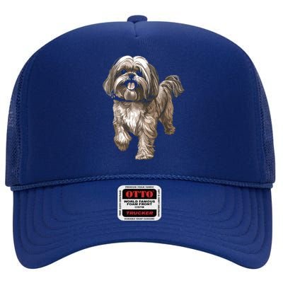 Shih Tzu Dog Animal Face Graphic For Men Women Girl High Crown Mesh Back Trucker Hat