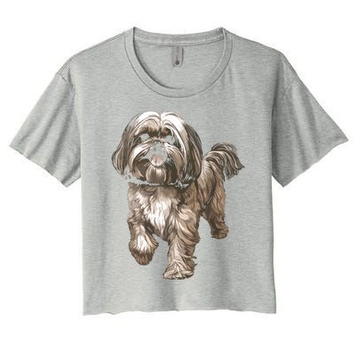 Shih Tzu Dog Animal Face Graphic For Men Women Girl Women's Crop Top Tee