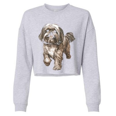 Shih Tzu Dog Animal Face Graphic For Men Women Girl Cropped Pullover Crew