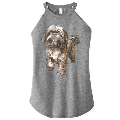 Shih Tzu Dog Animal Face Graphic For Men Women Girl Women's Perfect Tri Rocker Tank