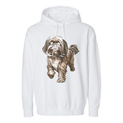 Shih Tzu Dog Animal Face Graphic For Men Women Girl Garment-Dyed Fleece Hoodie