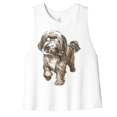 Shih Tzu Dog Animal Face Graphic For Men Women Girl Women's Racerback Cropped Tank