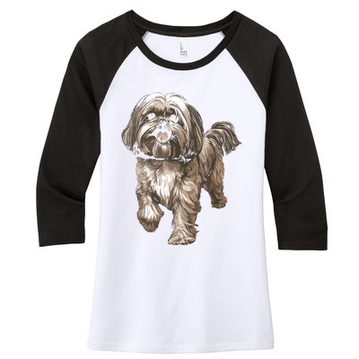 Shih Tzu Dog Animal Face Graphic For Men Women Girl Women's Tri-Blend 3/4-Sleeve Raglan Shirt