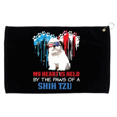 Shih Tzu Dog Heart 4th Of July Dog Lover USA Flag Men Women Grommeted Golf Towel