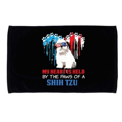 Shih Tzu Dog Heart 4th Of July Dog Lover USA Flag Men Women Microfiber Hand Towel