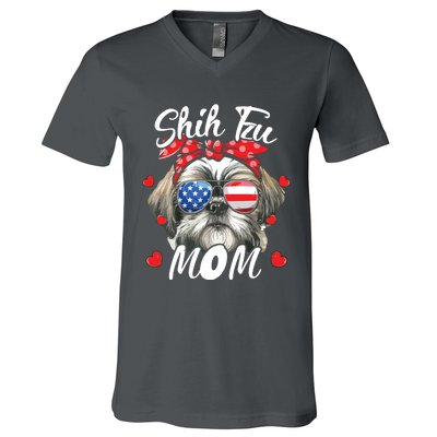 Shih Tzu Dog Mom Shih Tzu Mama Puppy Womens Mothers Day V-Neck T-Shirt