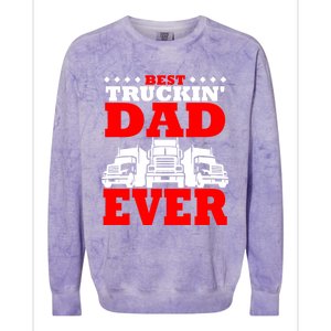 Semi Truck Driver Trucker Dad Best Ever Funny Christmas Gift Cool Gift Colorblast Crewneck Sweatshirt