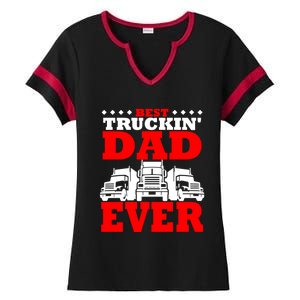 Semi Truck Driver Trucker Dad Best Ever Funny Christmas Gift Cool Gift Ladies Halftime Notch Neck Tee