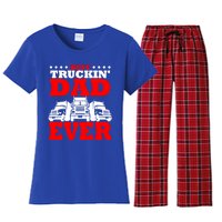 Semi Truck Driver Trucker Dad Best Ever Funny Christmas Gift Cool Gift Women's Flannel Pajama Set