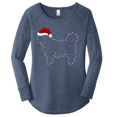 Shih Tzu Dog Xmas Lighting Santa Hat Shih Tzu Christmas Gift Women's Perfect Tri Tunic Long Sleeve Shirt