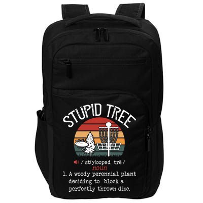 Stupid Tree Disc Golf Funny Gift Frisbee Vintage Impact Tech Backpack