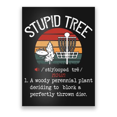 Stupid Tree Disc Golf Funny Gift Frisbee Vintage Poster
