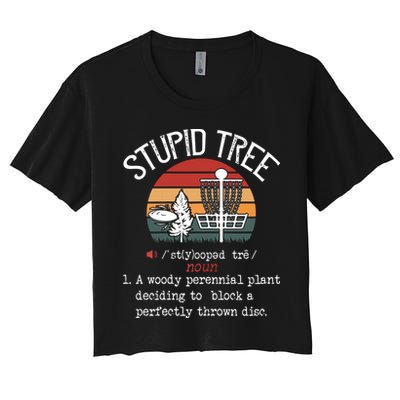 Stupid Tree Disc Golf Funny Gift Frisbee Vintage Crop Top