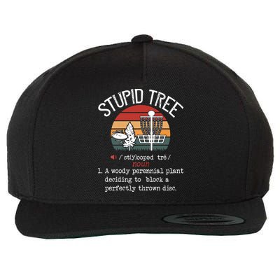 Stupid Tree Disc Golf Funny Gift Frisbee Vintage Wool Snapback Cap