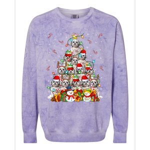 Shih Tzu Dog Xmas Lighting Tree Santa Shih Tzu Christmas Funny Gift Colorblast Crewneck Sweatshirt