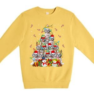 Shih Tzu Dog Xmas Lighting Tree Santa Shih Tzu Christmas Funny Gift Premium Crewneck Sweatshirt