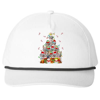 Shih Tzu Dog Xmas Lighting Tree Santa Shih Tzu Christmas Funny Gift Snapback Five-Panel Rope Hat