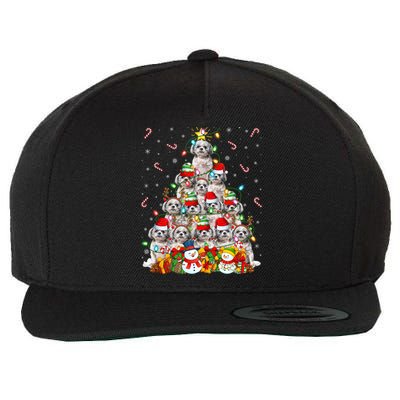 Shih Tzu Dog Xmas Lighting Tree Santa Shih Tzu Christmas Funny Gift Wool Snapback Cap