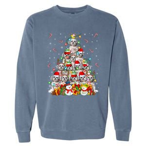 Shih Tzu Dog Xmas Lighting Tree Santa Shih Tzu Christmas Funny Gift Garment-Dyed Sweatshirt