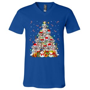 Shih Tzu Dog Xmas Lighting Tree Santa Shih Tzu Christmas Funny Gift V-Neck T-Shirt