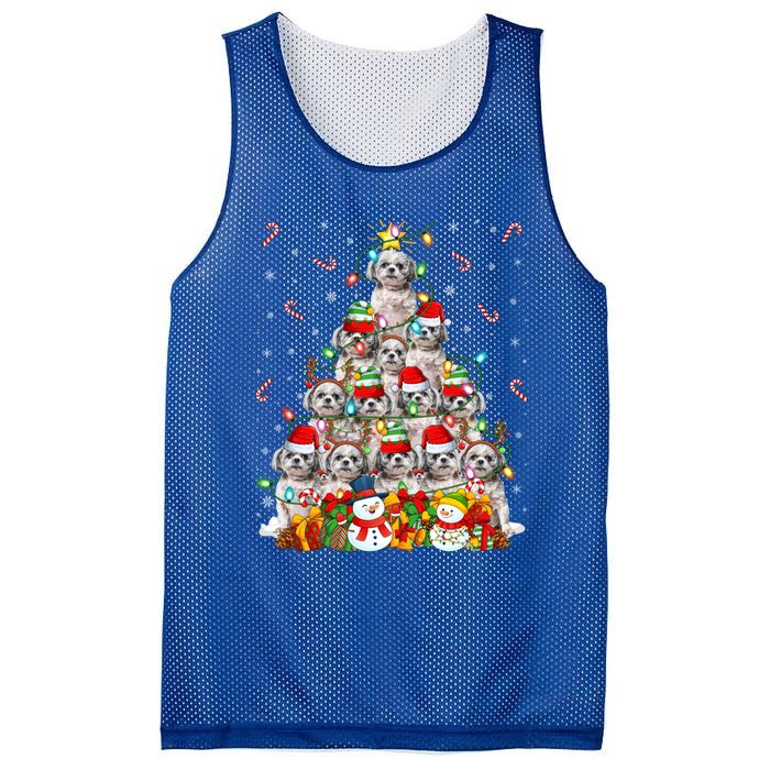 Shih Tzu Dog Xmas Lighting Tree Santa Shih Tzu Christmas Funny Gift Mesh Reversible Basketball Jersey Tank