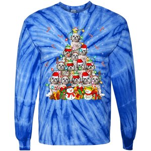 Shih Tzu Dog Xmas Lighting Tree Santa Shih Tzu Christmas Funny Gift Tie-Dye Long Sleeve Shirt