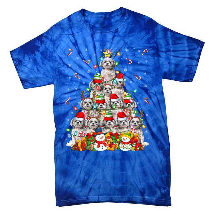 Shih Tzu Dog Xmas Lighting Tree Santa Shih Tzu Christmas Funny Gift Tie-Dye T-Shirt