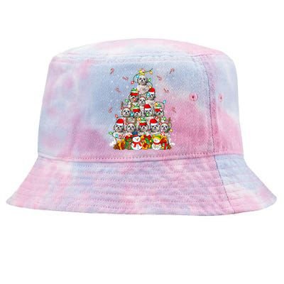 Shih Tzu Dog Xmas Lighting Tree Santa Shih Tzu Christmas Funny Gift Tie-Dyed Bucket Hat