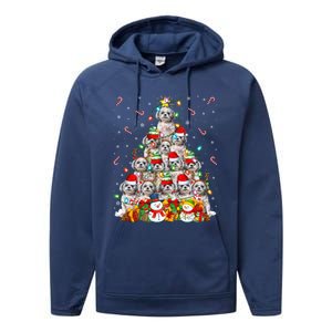 Shih Tzu Dog Xmas Lighting Tree Santa Shih Tzu Christmas Funny Gift Performance Fleece Hoodie